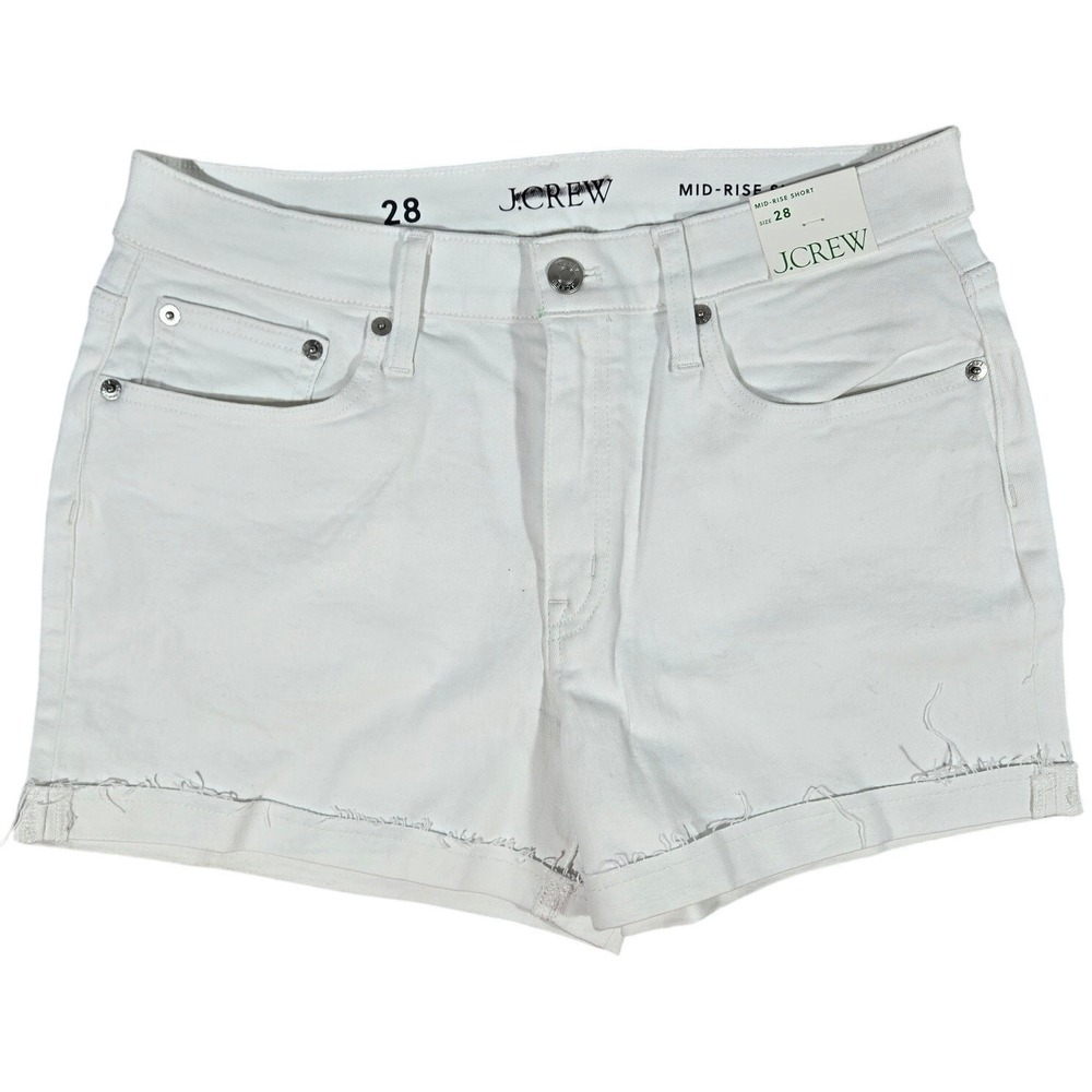 J. Crew Mid-rise denim short‎ in white 28 NWT